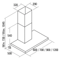 Okap kominowy CATA SYGMA 900 Czarny - rysunek techniczny.webp