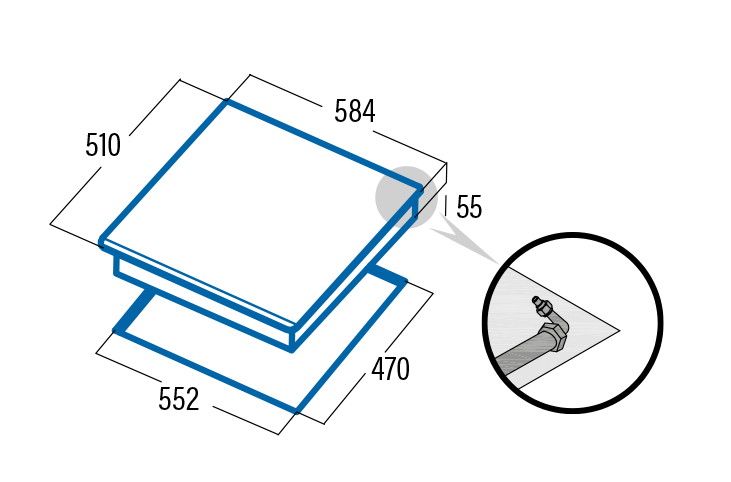Płyta gazowa retro RCI 631 Biała CATA - rysunek techniczny