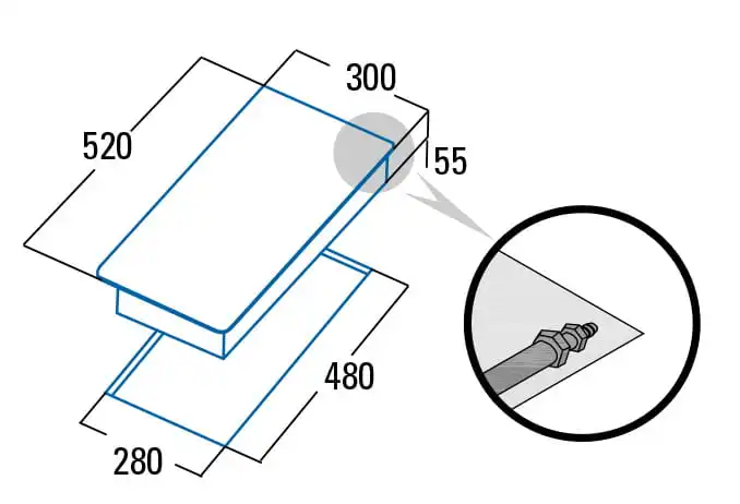 Płyta gazowa CATA SCI 3002 Czarna DOMINO - rysunek techniczny