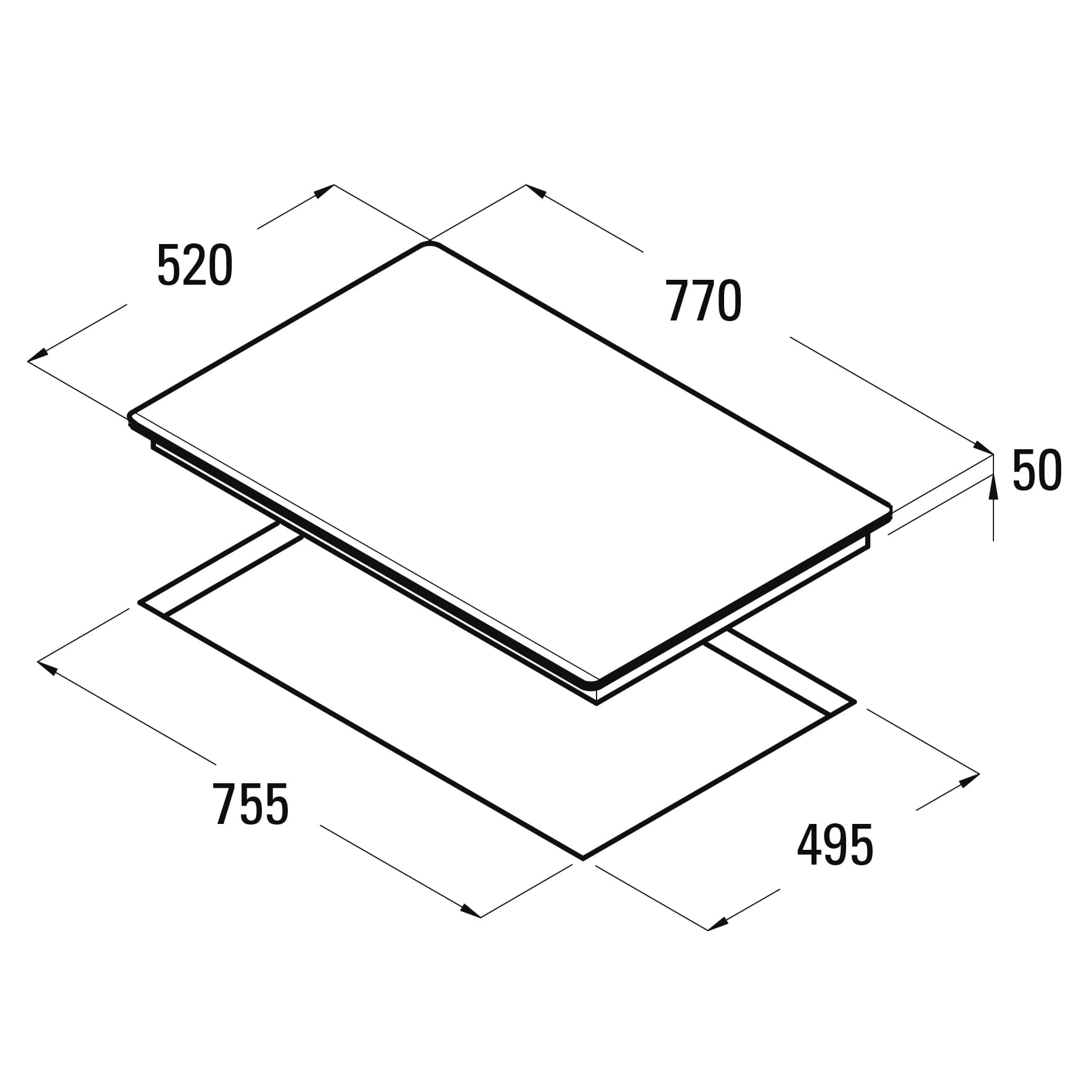 Płyta indukcyjna CATA GIGA 750 Czarna - rysunek techniczny