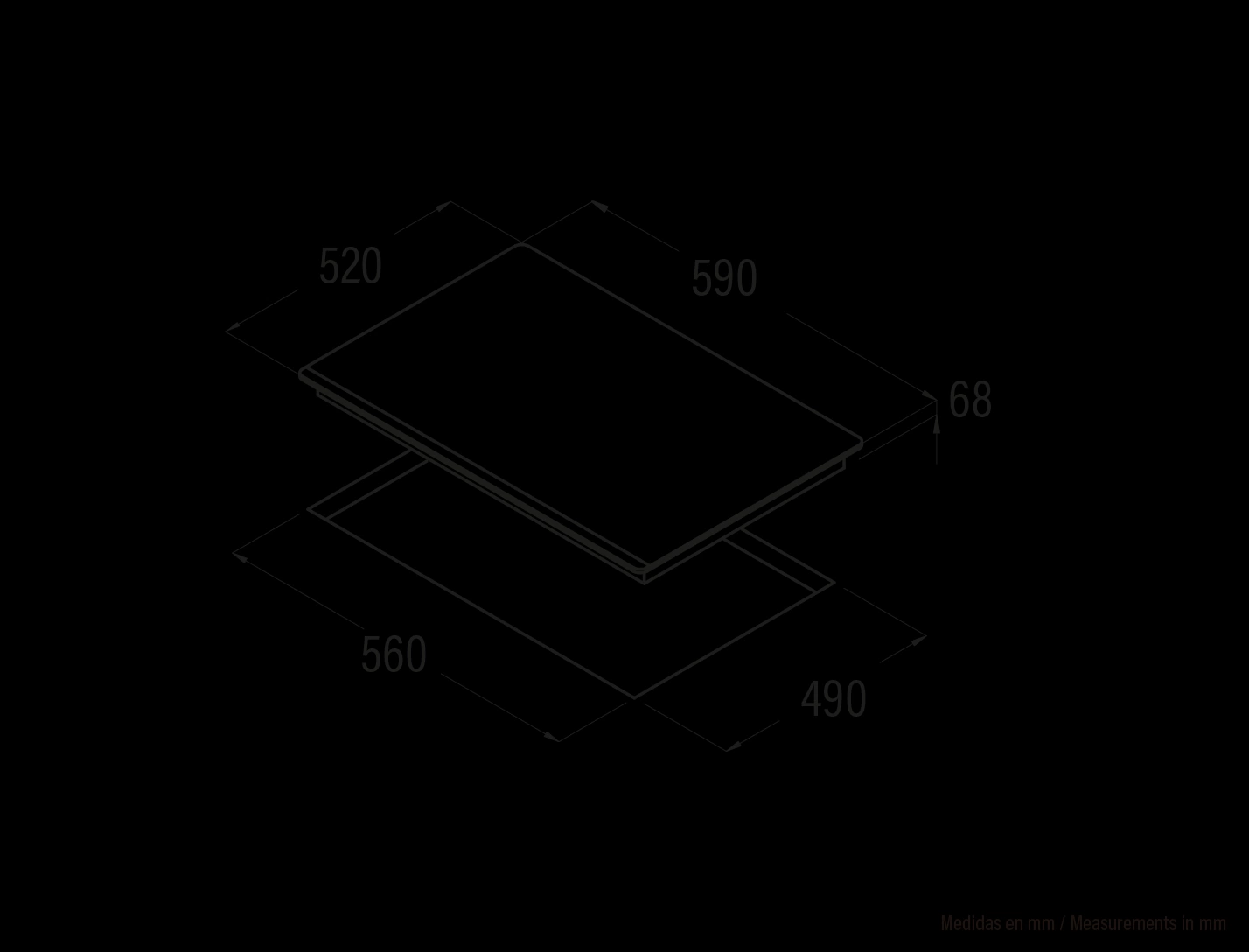 Płyta indukcyjna Cata IF 6002 Czarna - rysunek techniczny