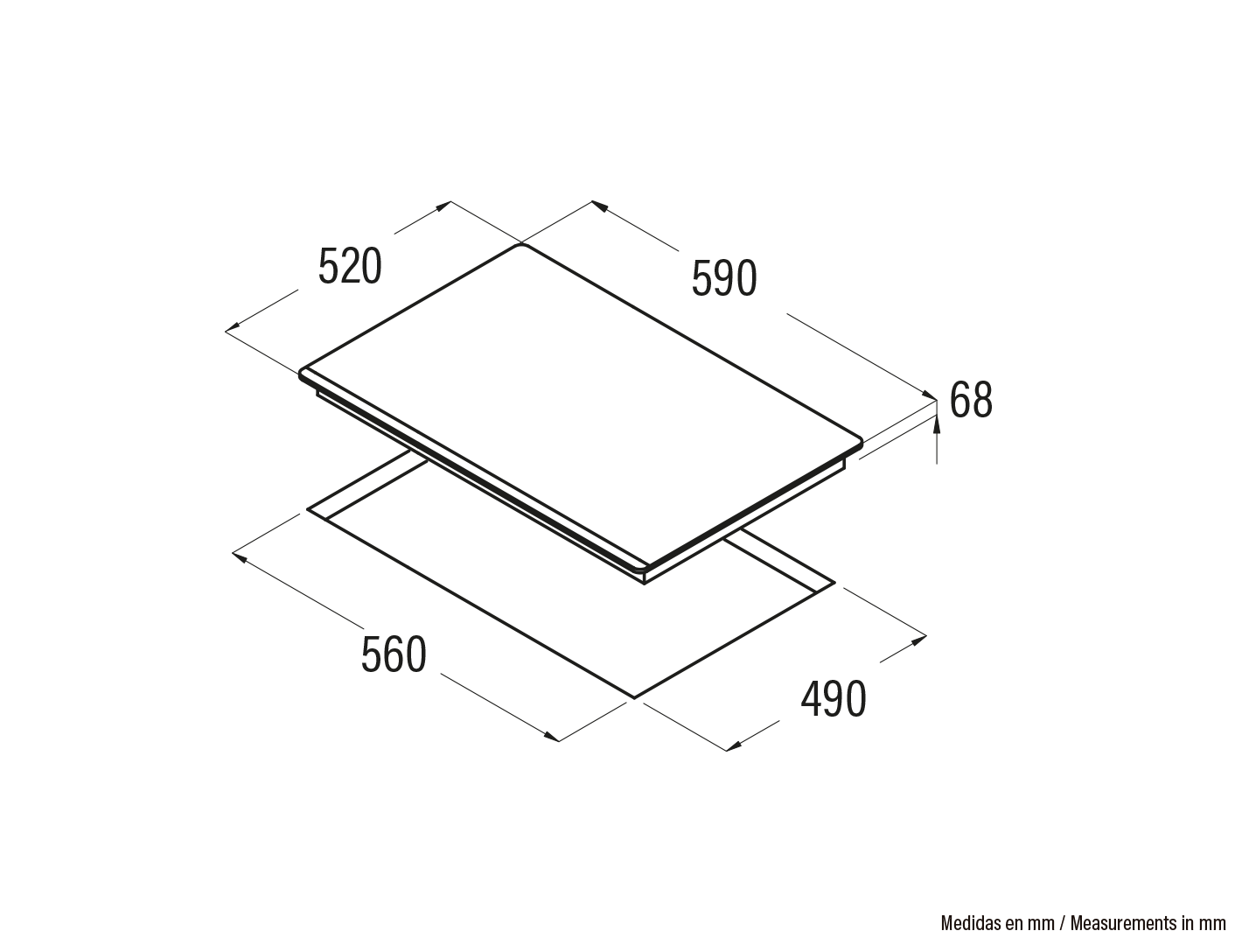 Płyta indukcyjna CATA IF 6011 Czarna - rysunek techniczny