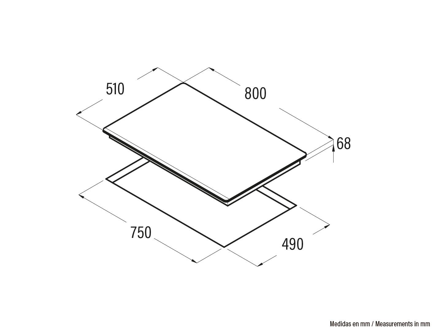 Płyta indukcyjna CATA ISB 8004 Czarna - rysunek techniczny