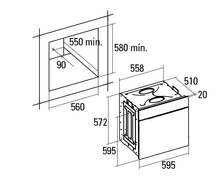 Piekarnik wielofunkcyjny LCMD 8008 X CATA - rysunek techniczny